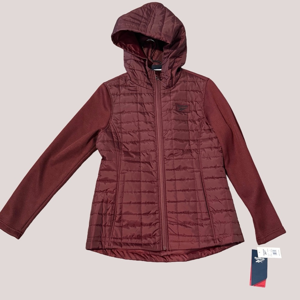 Reebok Maroon Hooded Puffer Jacket